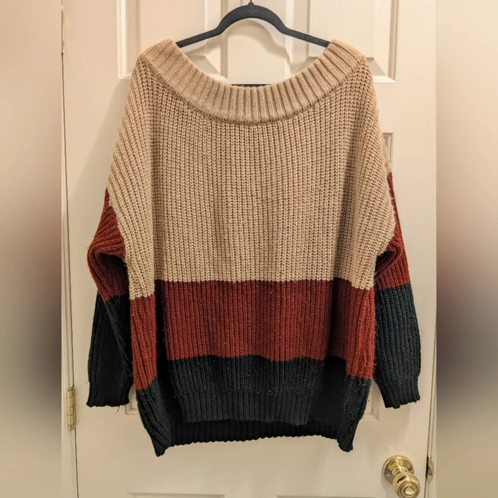 Oversized Colorblock Knit Sweater